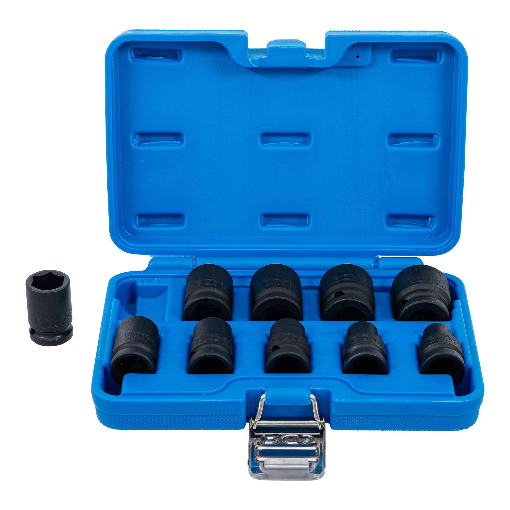 BGS Kraft-Steckschlüssel-Einsatz-Satz Sechskant 12,5 mm (1/2") SW 3/8" - 15/16" Zollgrößen 10-tlg. ; BGS technic