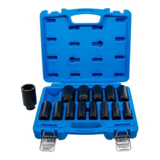 BGS Kraft-Steckschlüssel-Einsatz-Satz Sechskant Antrieb Innenvierkant 12,5 mm SW 10 - 32 mm 14-tlg.
