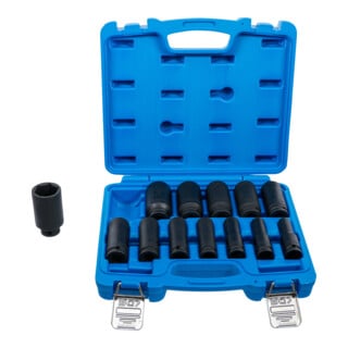 BGS Kraft-Steckschlüssel-Einsatz-Satz Sechskant, tief Antrieb Innenvierkant 12,5 mm (1/2 Zoll) Zollgrößen 13 teilig
