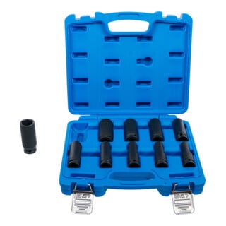 BGS Kraft-Steckschlüssel-Einsatz-Satz Sechskant, tief Antrieb Innenvierkant 12,5 mm SW 10 - 24 mm 10-tlg.
