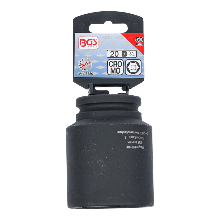 BGS Kraft-Steckschlüssel-Einsatz Sechskant, tief 5750, Antrieb Innenvierkant 20 mm (3/4"), SW 50 mm
