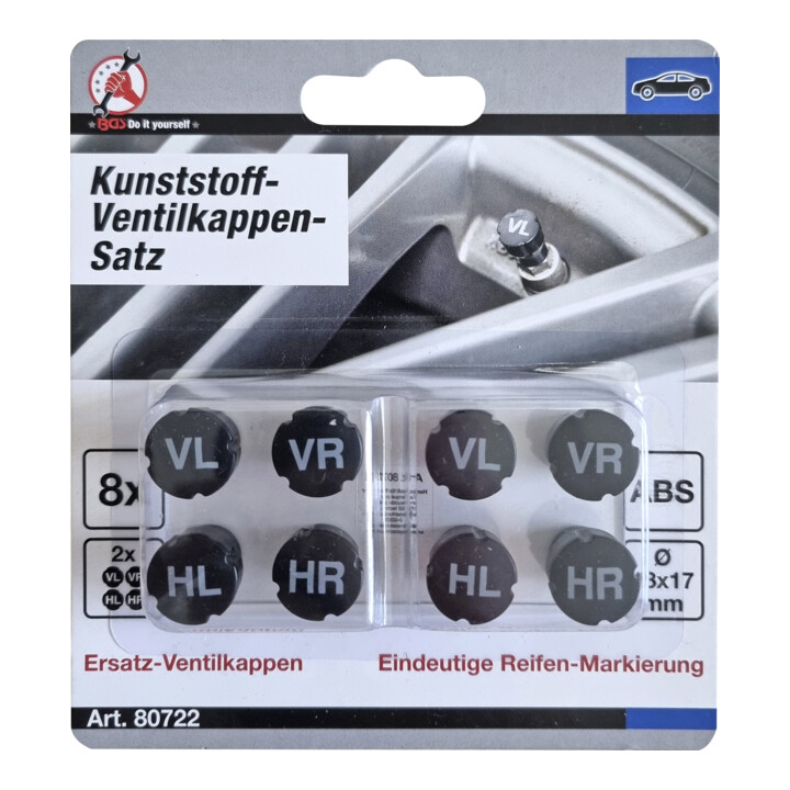 BGS Kunststoff-Ventilkappen-Satz, zur Reifenmarkierung, 8-tlg.
