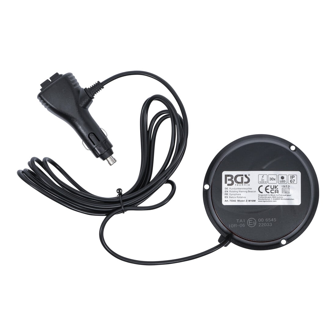 BGS Luce di segnalazione girevole, gialla, con magnete, 12 V / 24 V, Ø 130 mm