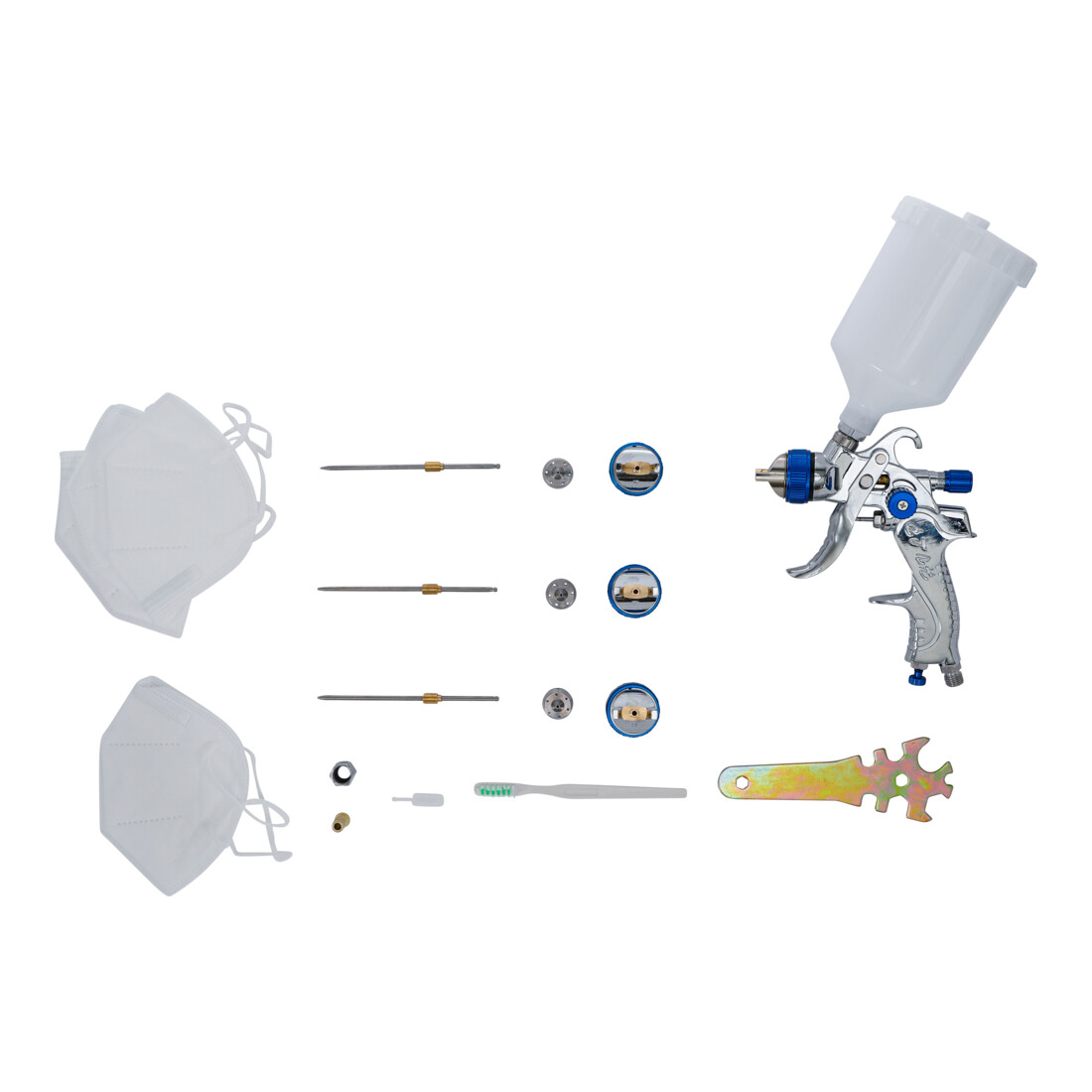 BGS Lucht verfspuit | met 3 sproeiers | 1,2 - 1,7 - 2,0 mm
