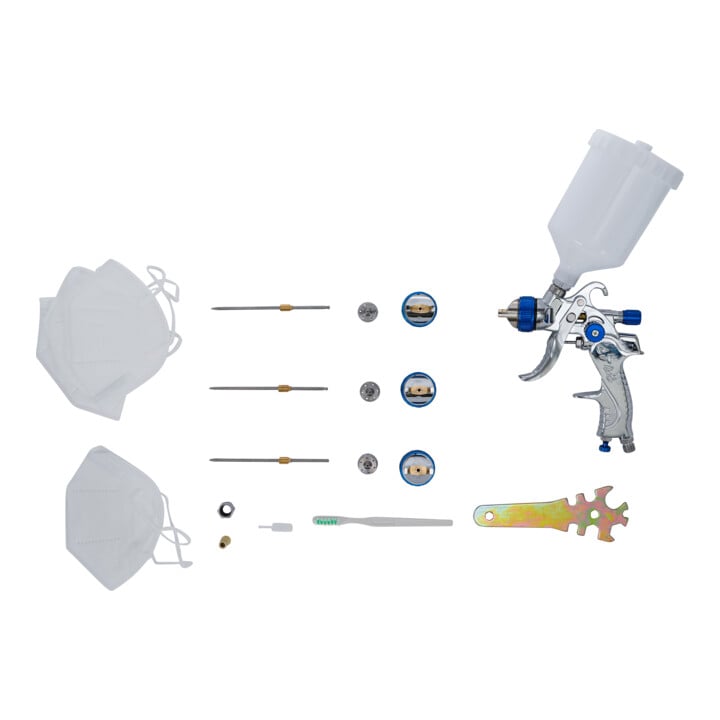 BGS Lucht verfspuit | met 3 sproeiers | 1,2 - 1,7 - 2,0 mm