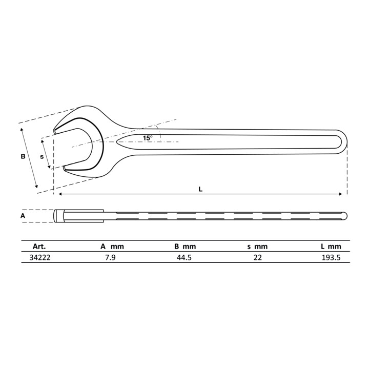 BGS Machinesleutel | DIN 894 | 22 mm