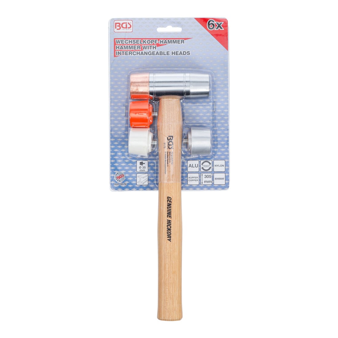 BGS Maillet avec tête interchangeable manche Hickory Ø 35 mm