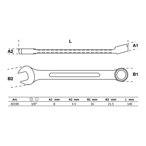 BGS Maul-Ringschlüssel 30190, SW 3/8"