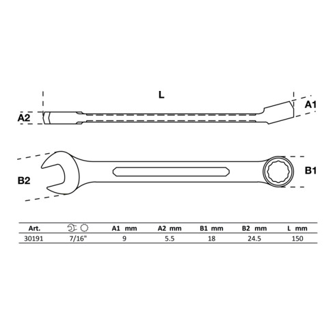 BGS Maul-Ringschlüssel 30191, SW 7/16"
