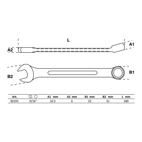 BGS Maul-Ringschlüssel 30193, SW 9/16"