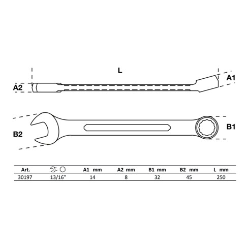 BGS Maul-Ringschlüssel 30197, SW 13/16"