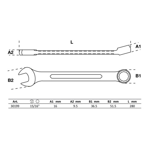 BGS Maul-Ringschlüssel 30199, SW 15/16"