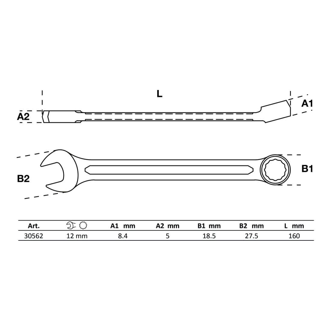 BGS Maul-Ringschlüssel 30562, SW 12 mm