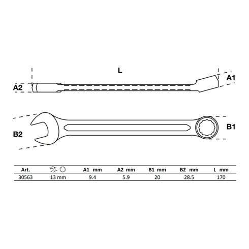 BGS Maul-Ringschlüssel 30563, SW 13 mm