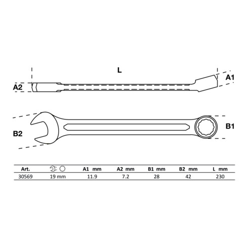 BGS Maul-Ringschlüssel 30569, SW 19 mm