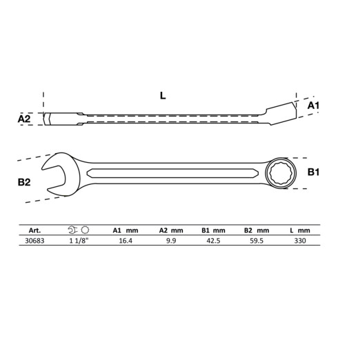 BGS Maul-Ringschlüssel 30683, SEA, SW 1 1/8"