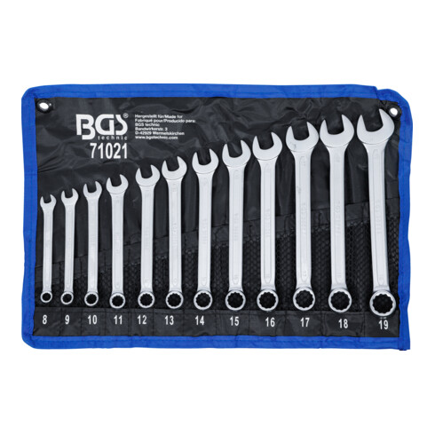 BGS Maul-Ringschlüssel-Satz 71021, SW 8 - 19 mm, 12-tlg.