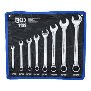 BGS Maul-Ringschlüssel-Satz Zollgrößen SW 1/8 Zoll - 9/16 Zoll Withworth 8 teilig