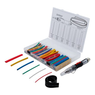 BGS Mini-hete gasbrander met assortiment krimpkousen | kleur | met piëzo-ontsteking | 162-dlg.