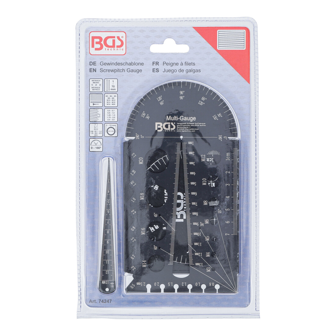 BGS Modello per viti e filetti, metrico, M3 - M20, 0,5 - 13,00 mm