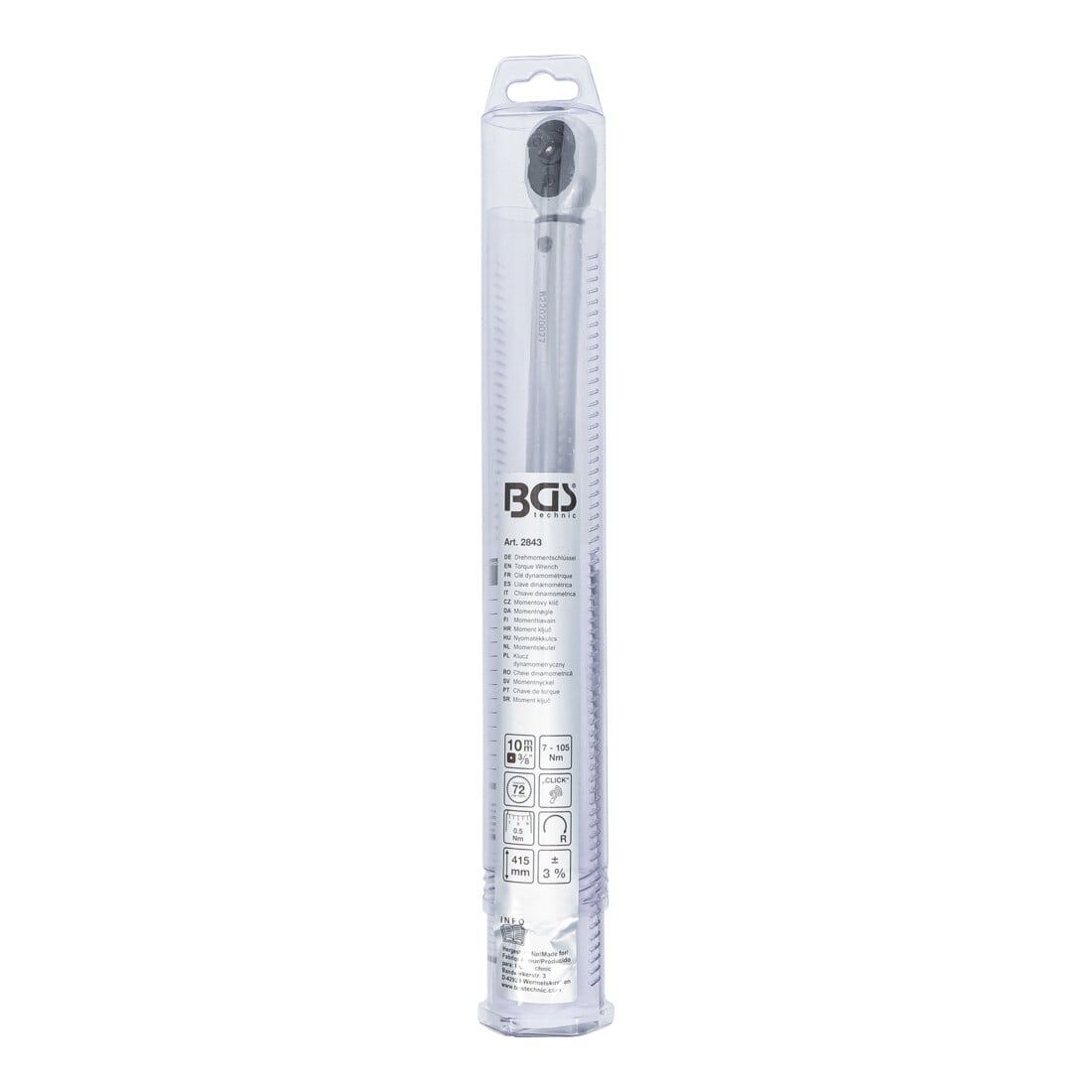 BGS Momentsleutel, aandrijving buitensvierkant 10 mm (3/8"), 7 - 105 Nm