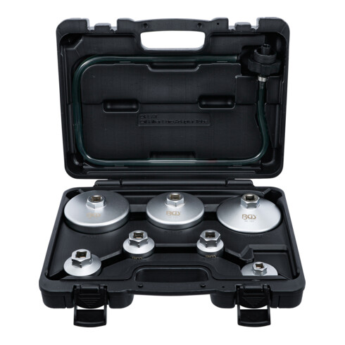 BGS Oliefiltersleutelset | met oliefilterafvoerslang | voor VAG, BMW, Citroën, Peugeot, Ford, Mercedes-Benz, Opel, Volvo | 8-dlg.