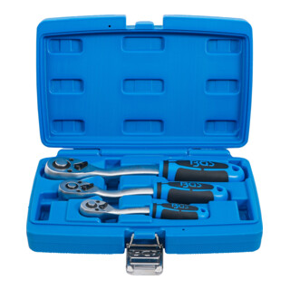 BGS Omkeerbare ratelset fijne vertanding uitwendig vierkant 6,3 mm (1/4 inch) - 10 mm (3/8 inch) - 12,5 mm (1/2 inch) 3 delig
