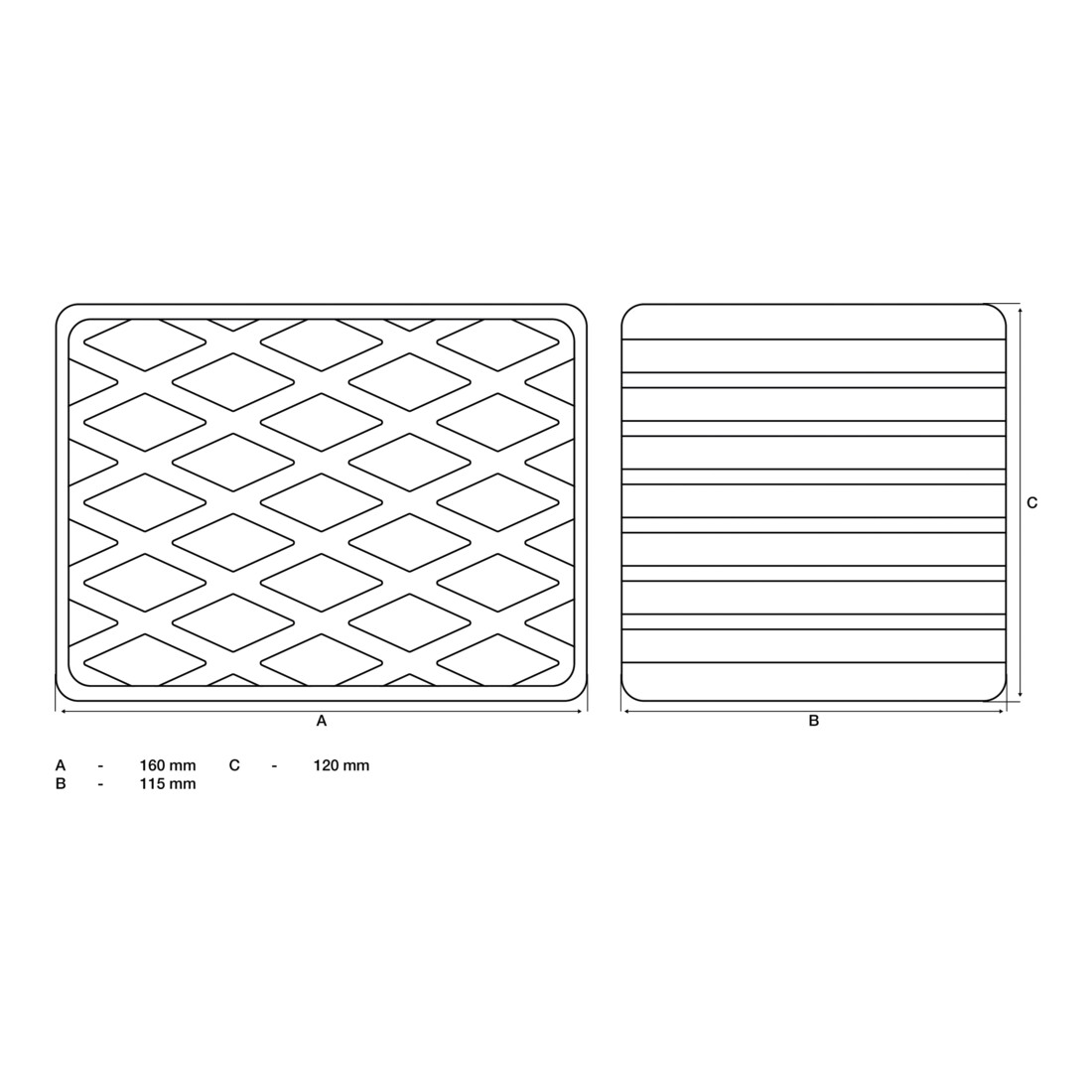BGS Pad in gomma, per ponti sollevatori, 160 x 120 x 115 mm