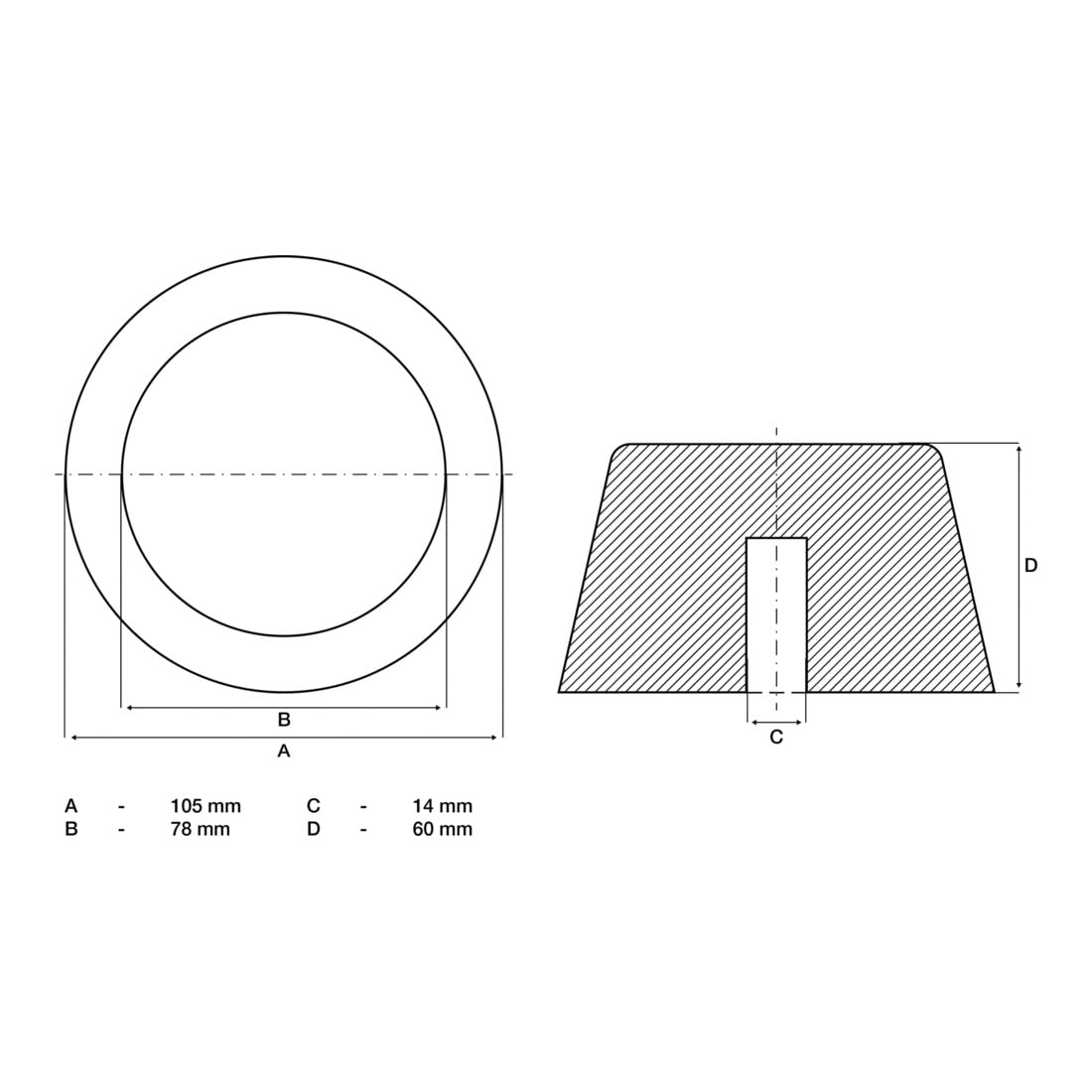 BGS Pad in gomma, per ponti sollevatori, Ø 105 mm