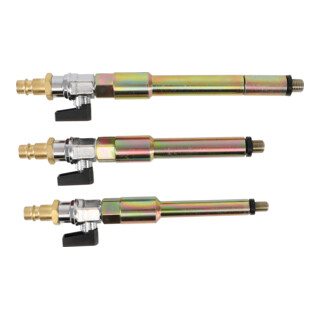 BGS Perslucht adapter set voor gloeibougie boringen M8 x 1.0, M10x1.0, M10x1.25 3 delig