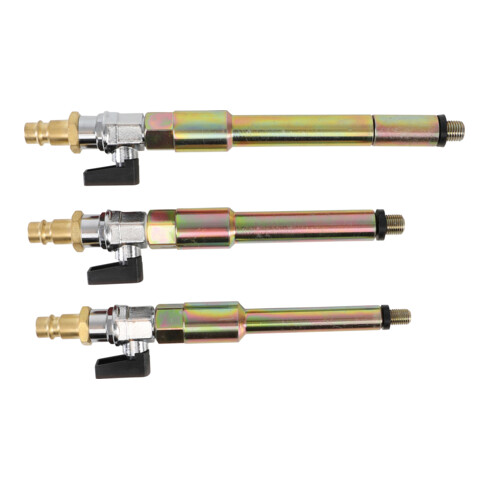 BGS Perslucht adapter set voor gloeibougie boringen M8 x 1.0, M10x1.0, M10x1.25 3 delig