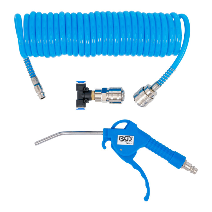 BGS Perslucht-blazenpistool, met perslucht-spiralslang en T-connector