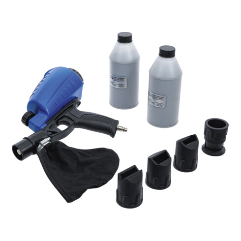BGS Perslucht zandstraalpistool incl. toebehoren, 3-delig met aangehechte straalzandcontainer van kunststof (ABS), met 900 ml inhoud.