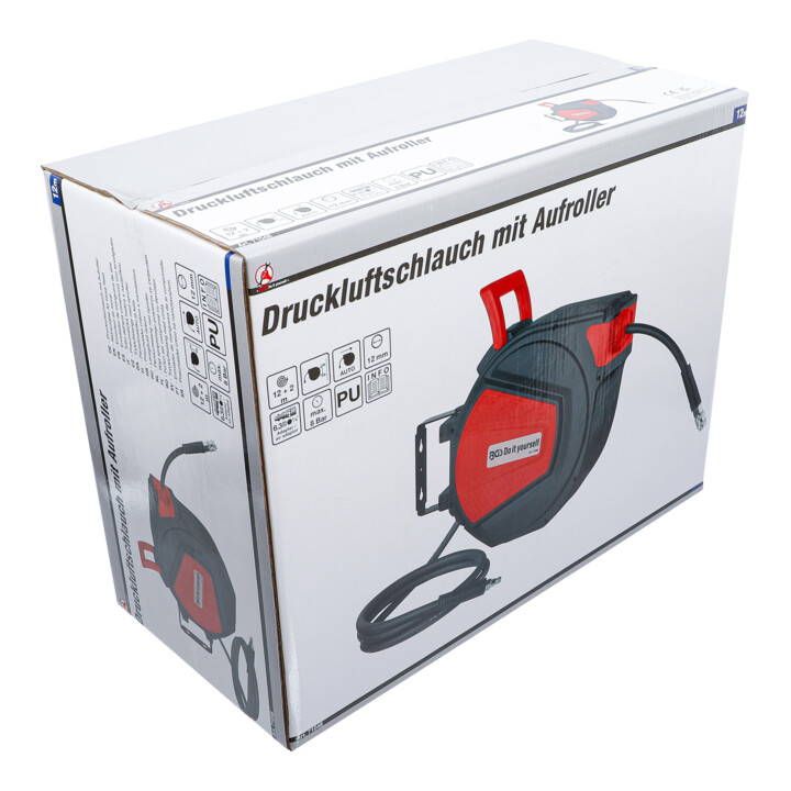 BGS Persluchtslang met oproller | automatisch | 12 m + 2 m
