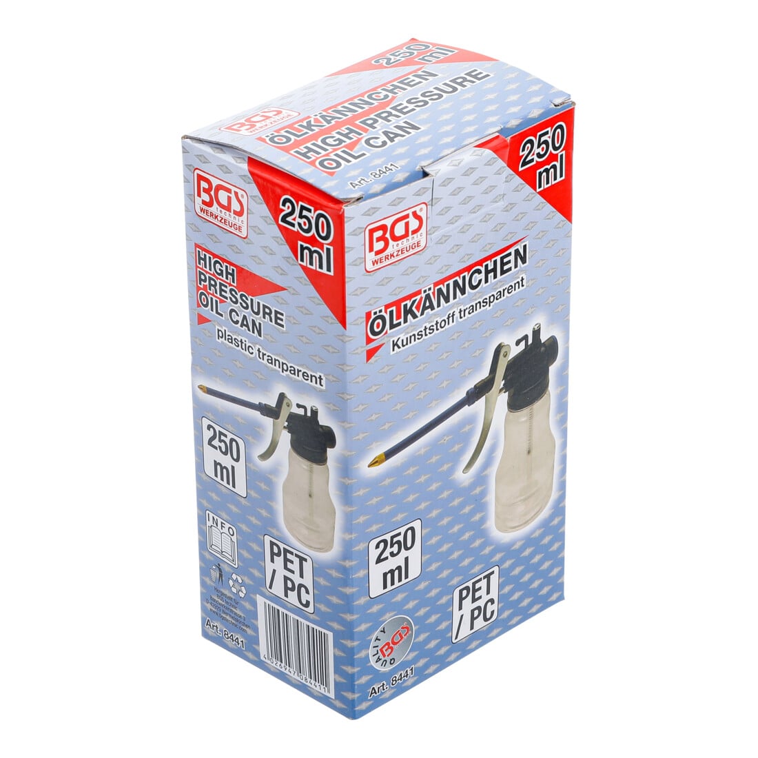 BGS Piccolo recipiente in plastica per olio, 250 ml