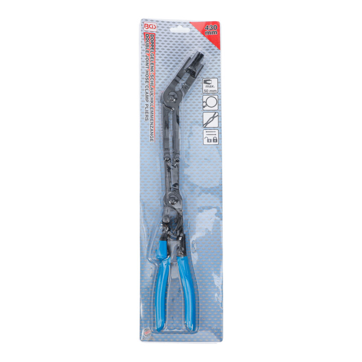 BGS Pince pour colliers de serrage à double articulation coudée 0 – 50 mm 430 mm