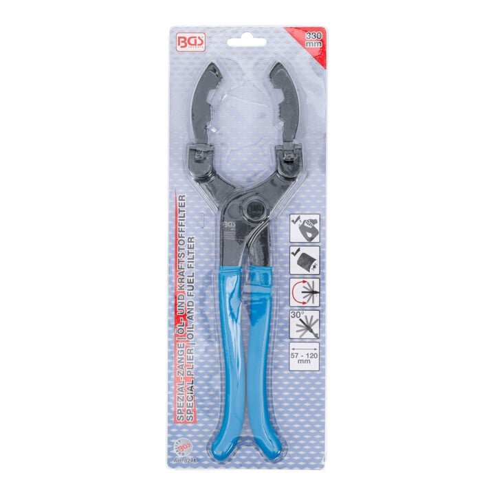 BGS Pince spéciale pour filtre à huile et carburant avec mâchoires orientables