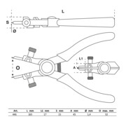 BGS Pinza per anelli elastici, per fusibili interni, 165mm-3