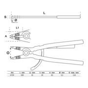 BGS Pinza per anelli seeger, piegata, per seeger esterni, 500 mm-2