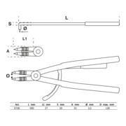 BGS Pinza per anelli seeger, piegata, per seeger interni, 500 mm-4