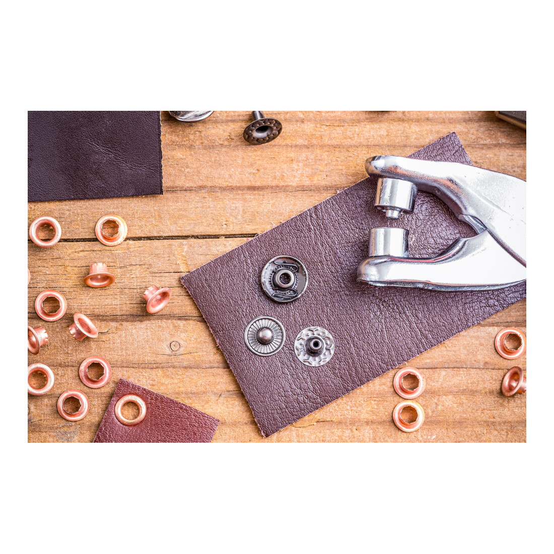 BGS Pinza per occhielli con 100 occhielli rotondi, 5,0 mm
