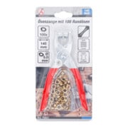 BGS Pinza per occhielli con 100 occhielli rotondi, 5,0 mm-5