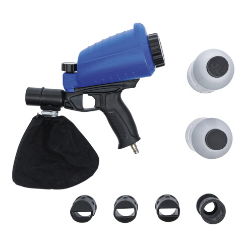BGS Pistola di sabbiatura ad aria compressa, con accessori, 3pz. con contenitore per sabbia da sabbiatura in plastica (ABS), capacità 900ml.