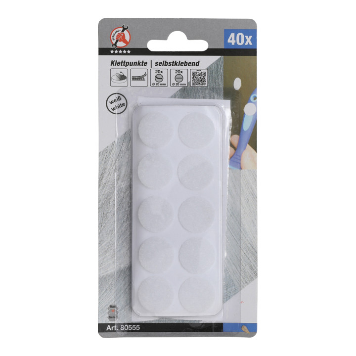 BGS Points auto-agrippants autocollants blanc 40 pièces