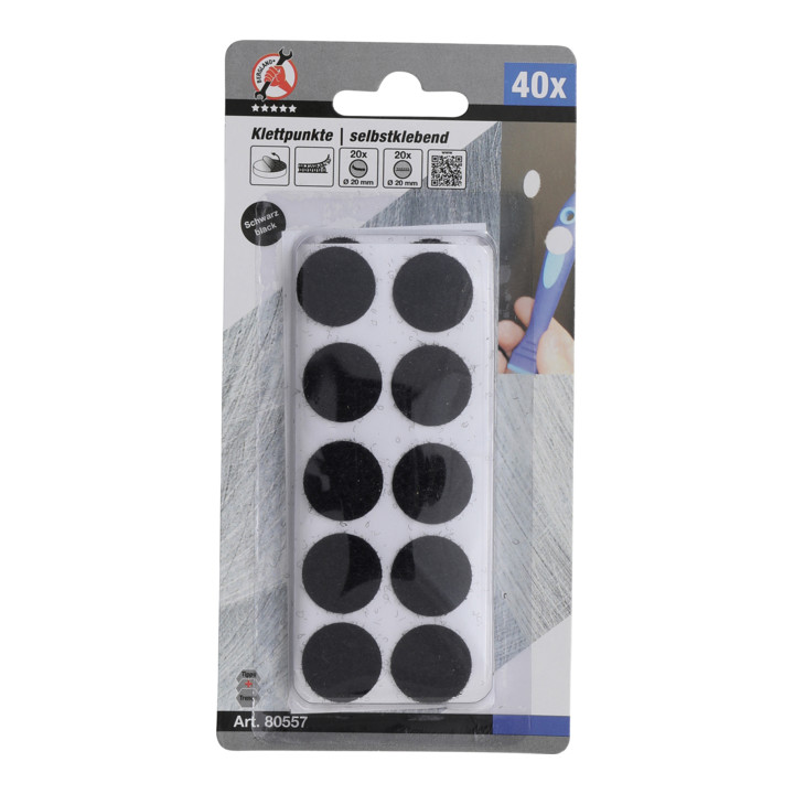 BGS Points auto-agrippants autocollants noir 40 pièces