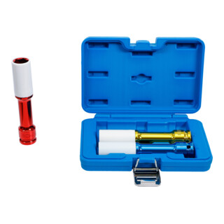 BGS Power doppenset met vierkantaandrijving 12,5 mm (1/2 inch) 150 mm diep SW 17 / 19 / 21 mm 3 delig