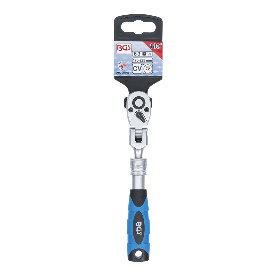 BGS Ratel kniesleutel, uittrekbaar | 6,3 mm (1/4") | 175 - 225 mm