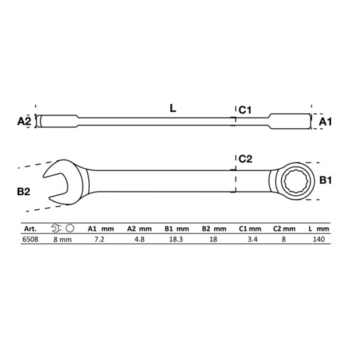 BGS Ratel ringsteeksleutel | 8 mm