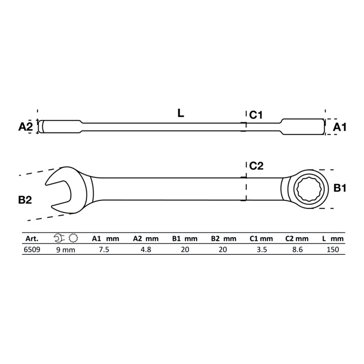 BGS Ratel ringsteeksleutel | 9 mm
