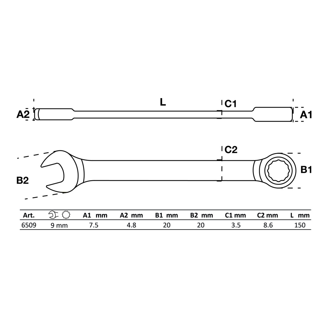 BGS Ratel ringsteeksleutel | 9 mm